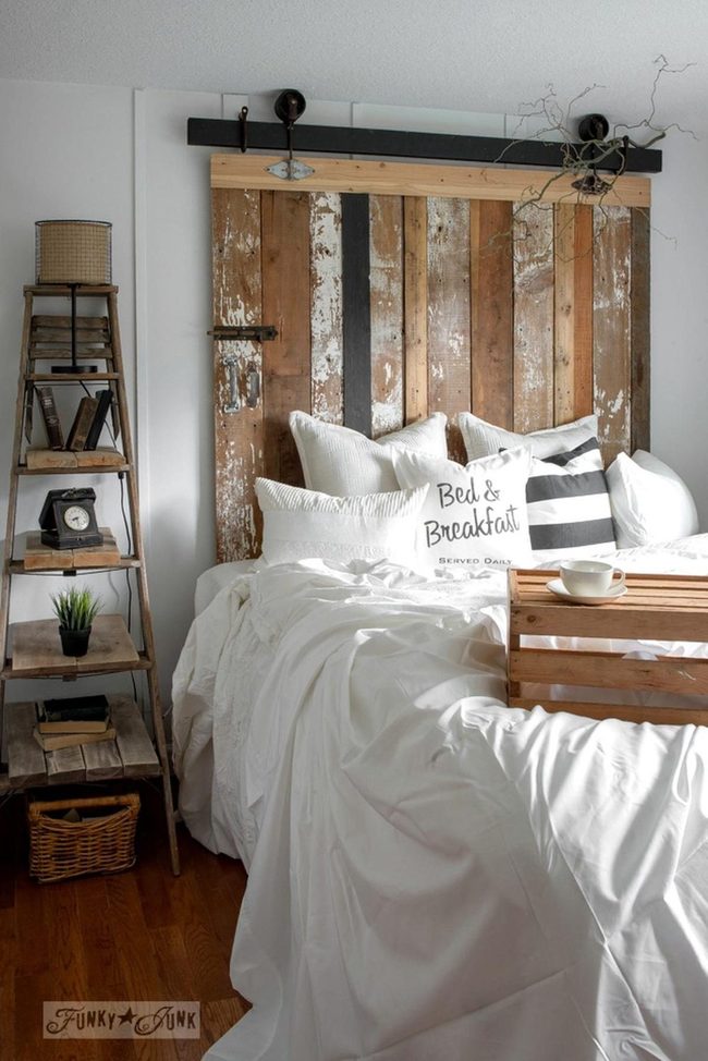 Reclaimed Wood Bedroom White Contrast