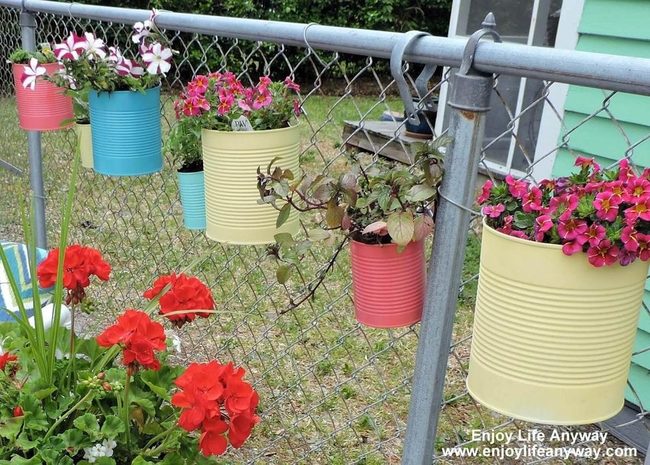 Pastel Tin Can Garden Wall