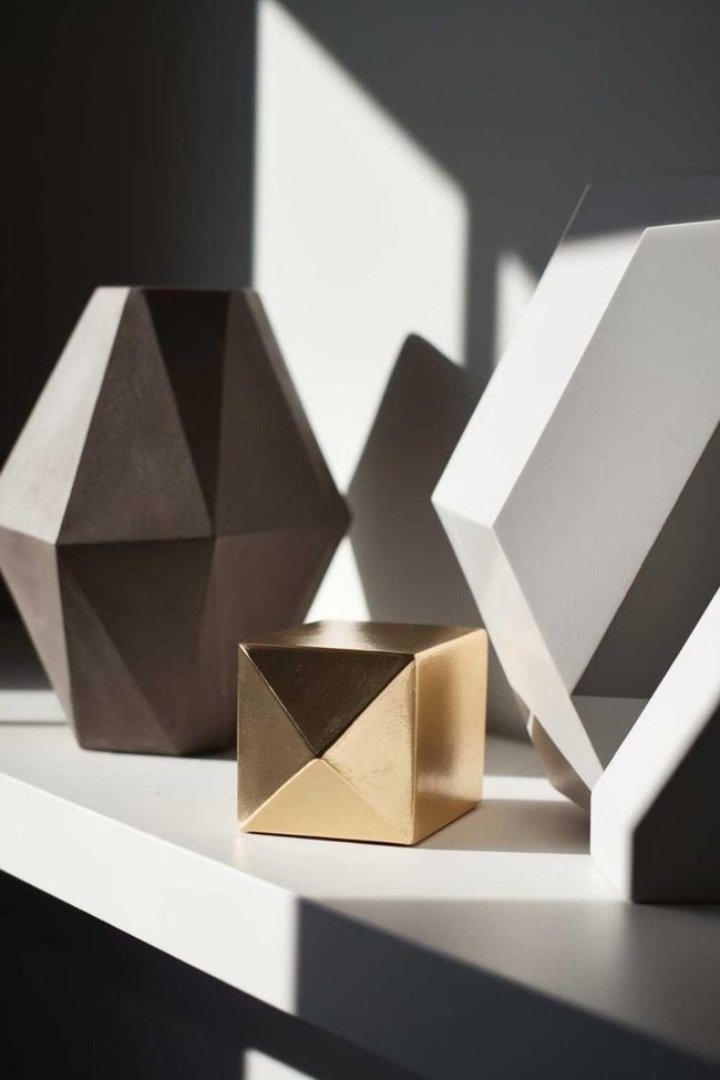 Gold-Accented Geometric Clay Display
