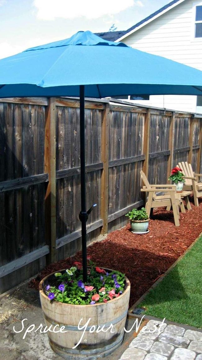 Weathered Whiskey Barrel Planter