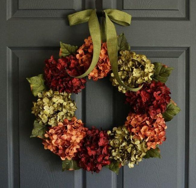 Autumn Hydrangea Wreath Red