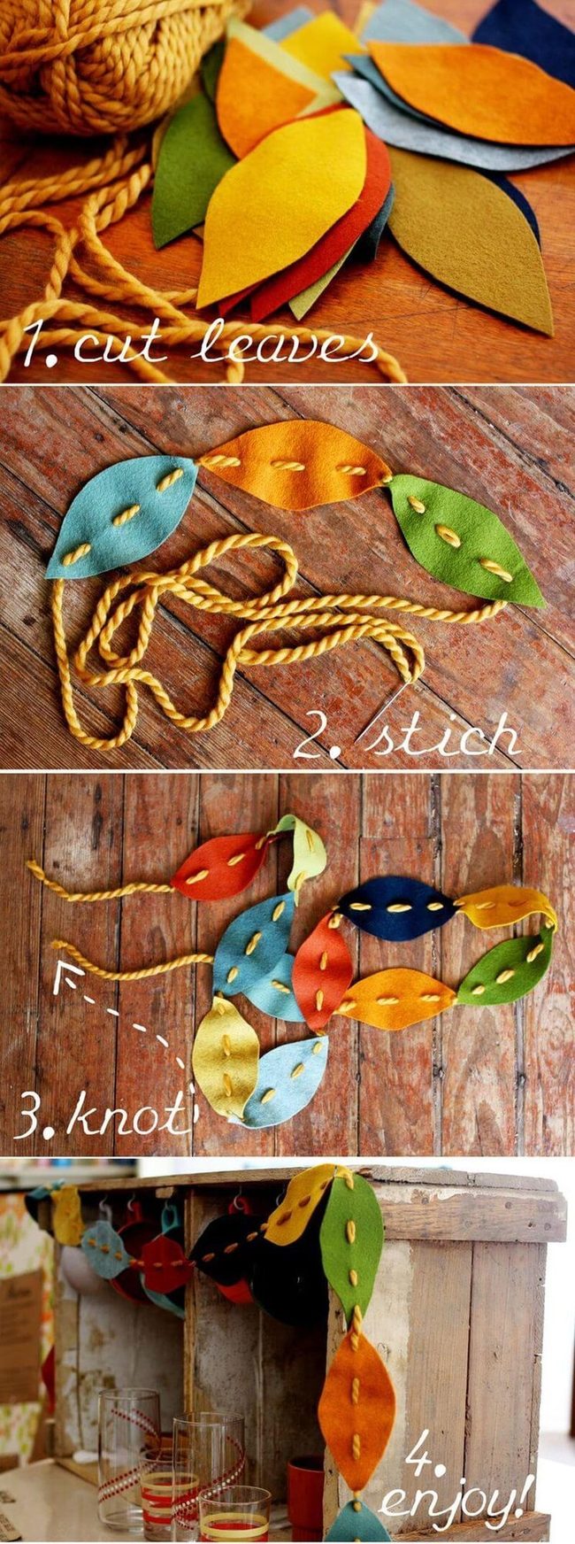 Colorful Fabric Leaf Garland