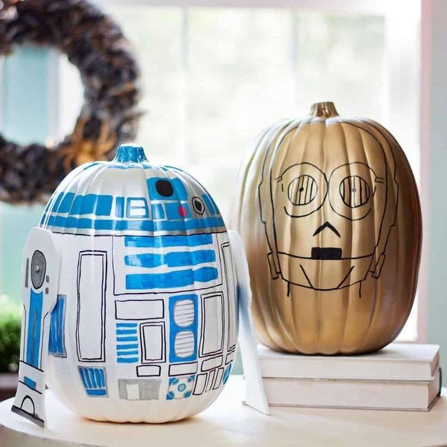 Geometric Droid Pumpkins White Blue