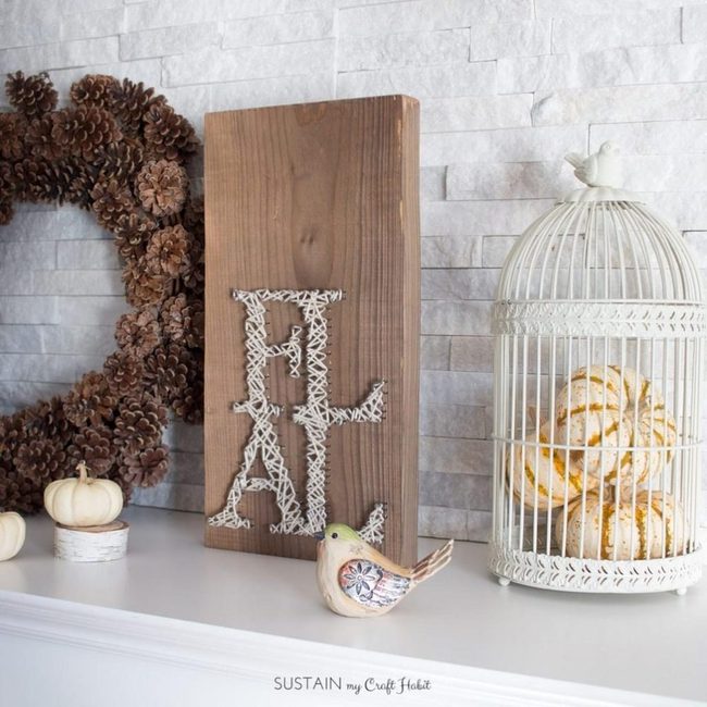 Wooden Fall Letters With Striped Pumpkins