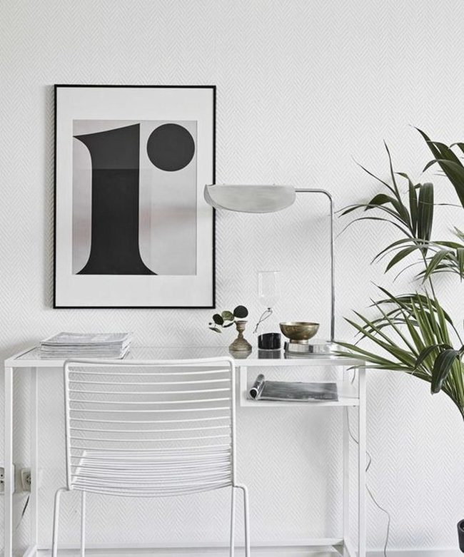 Monochrome Desk With Strategic Green
