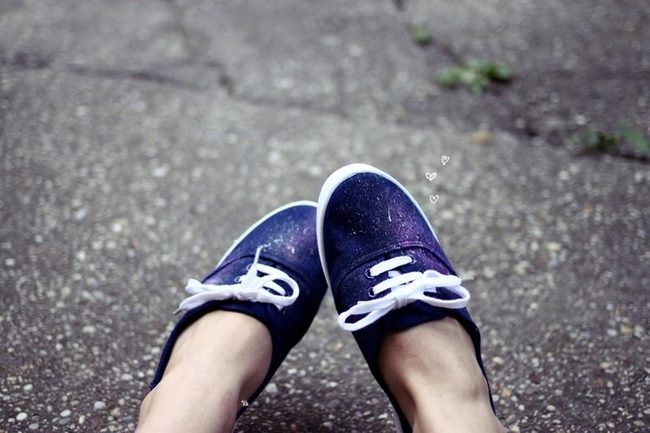 Navy Shoes On Cracked Earth