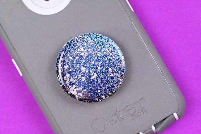 Sparkling Blue Pop Socket On Gray