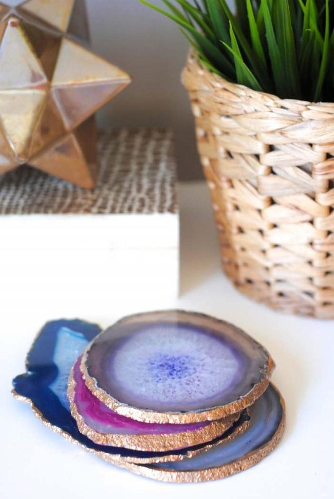 Gold-Trimmed Agate Coasters