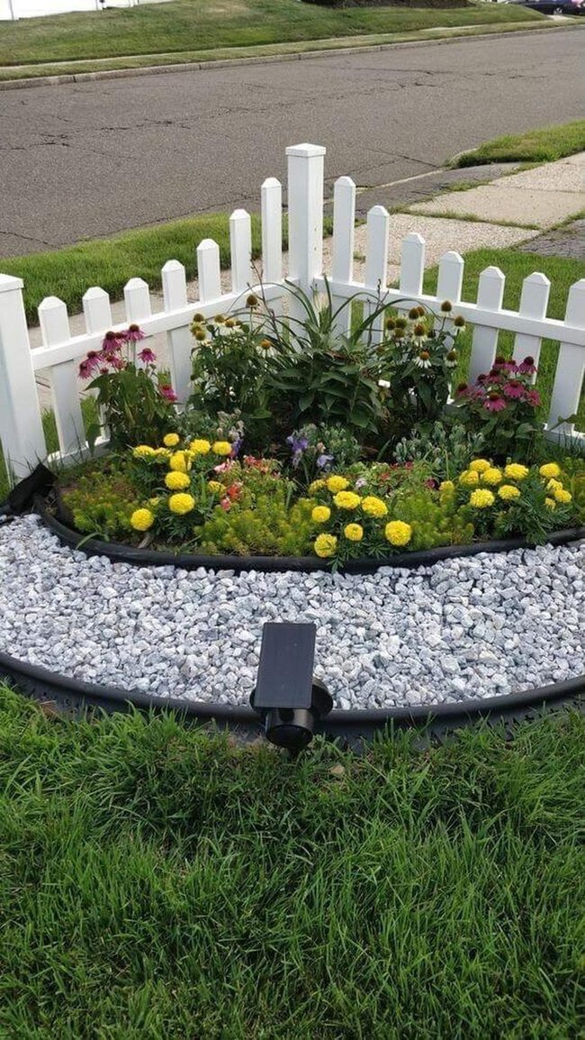 Marigold Garden White Picket Fence