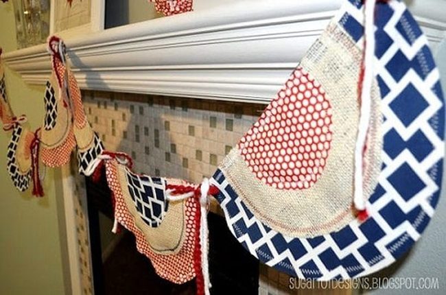 Patriotic Fabric Triangles On Rope