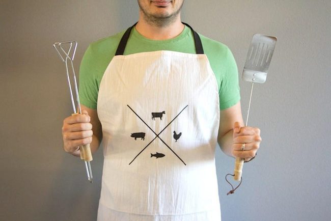 Farm Animals Cross Pattern White Apron