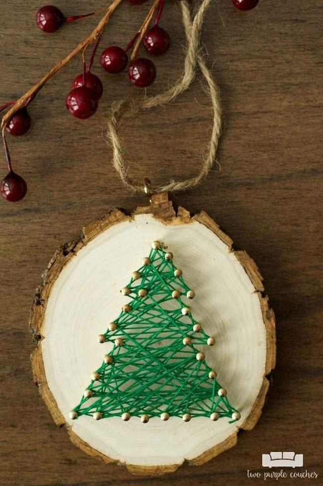 Green String Trees On Rustic Wood