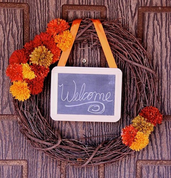 Orange Blooms Welcome Wreath