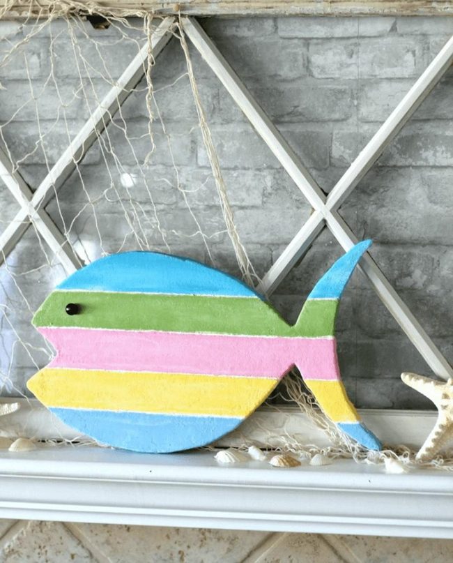 Striped Fish Wood Sign