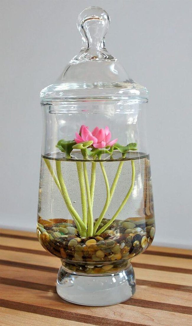 Desktop Water Feature With Artificial Flowers