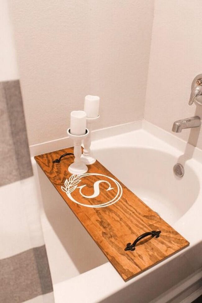 Personalized Wood Bath Caddy