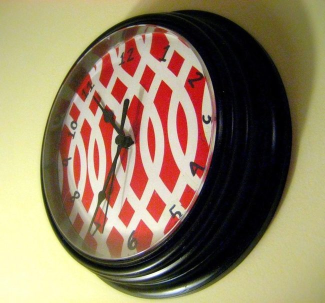 Red And White Striped Clock