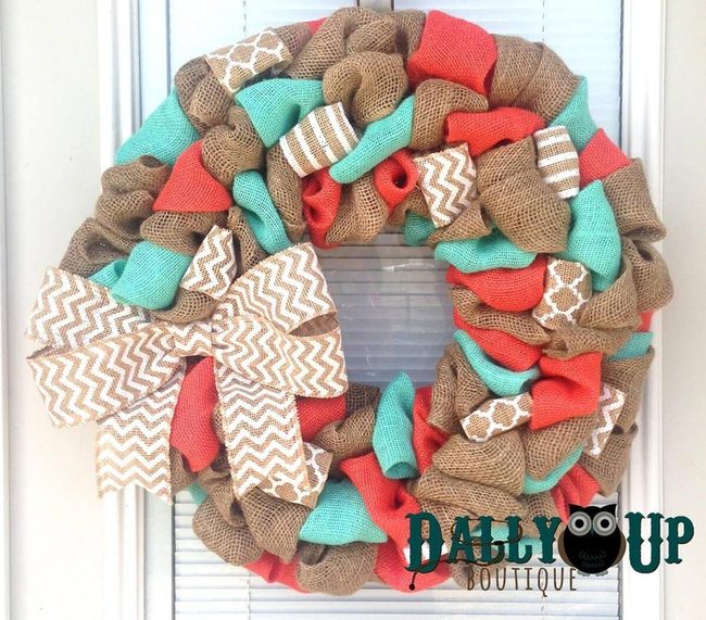 Burlap Ribbon Spring Wreath
