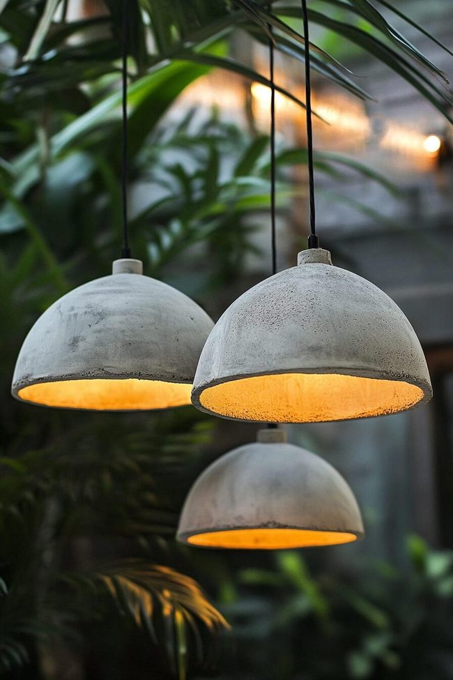 Concrete Pendant Lights Filter Warm Glow