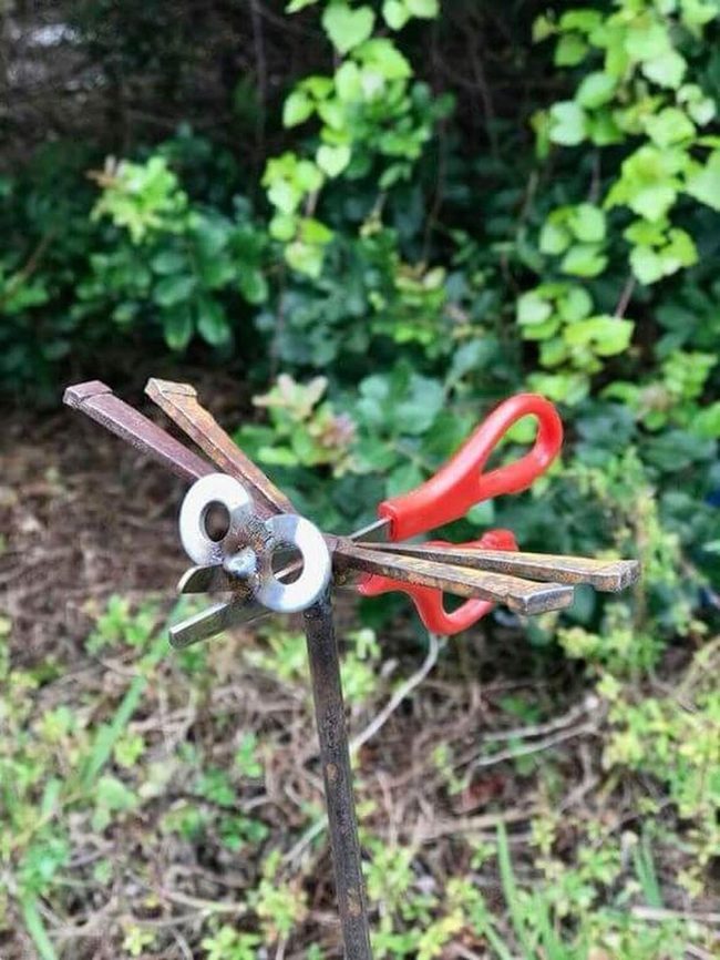 Recycled Metal Dragonfly Garden Art