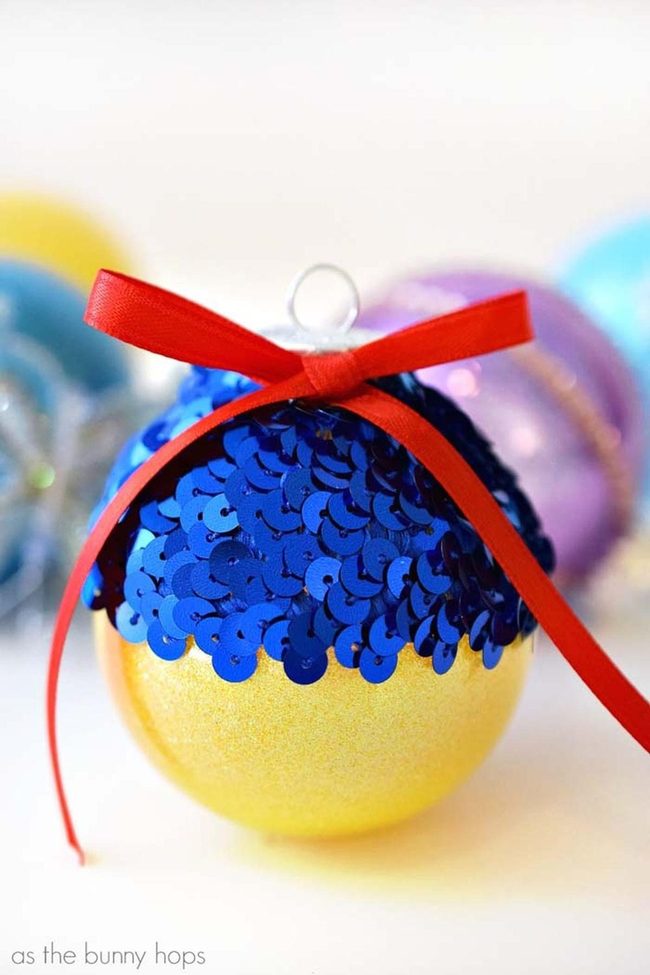 Gold And Blue Sequin Ornament