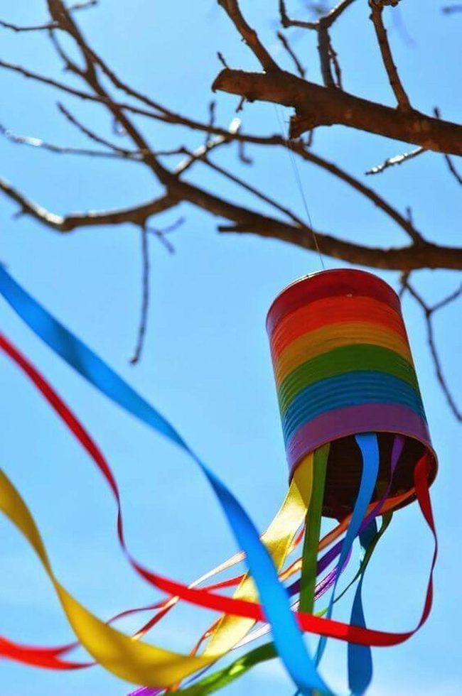 Tin Can Wind Chimes Ribbons