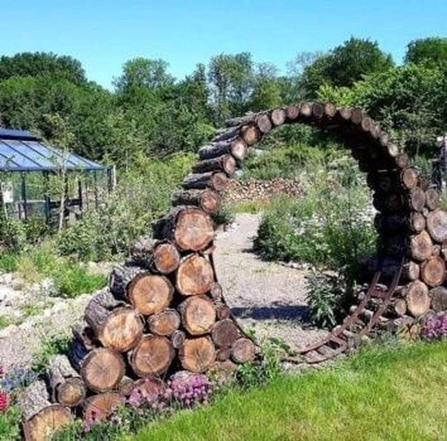 Stacked Log Garden Archway
