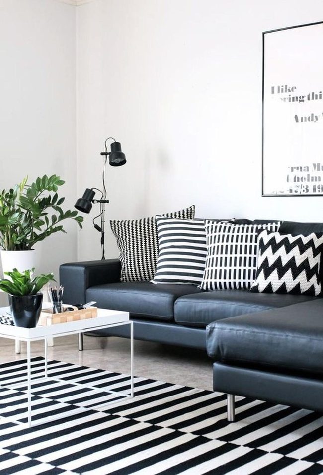 Black And White Patterned Living Room