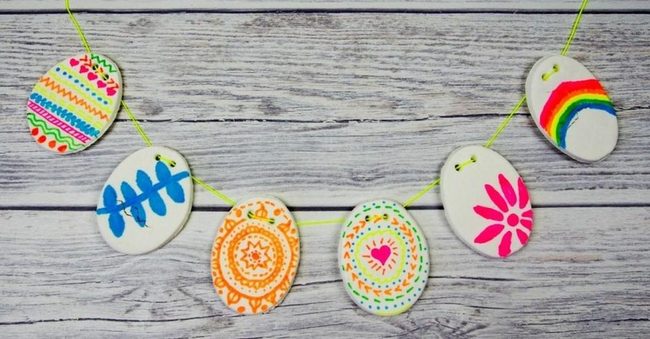 Painted Eggs On Weathered Wood