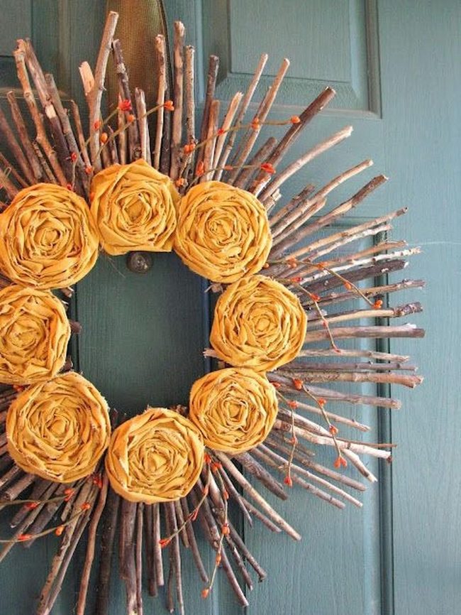 Yellow Blooms On Natural Twigs