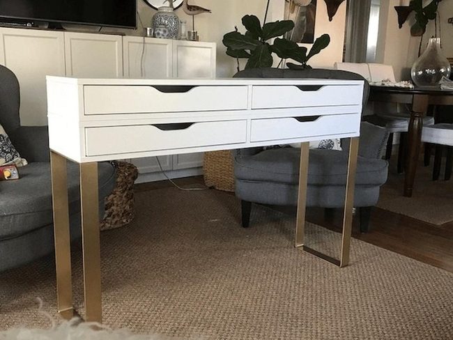 White Console Table Gold Legs
