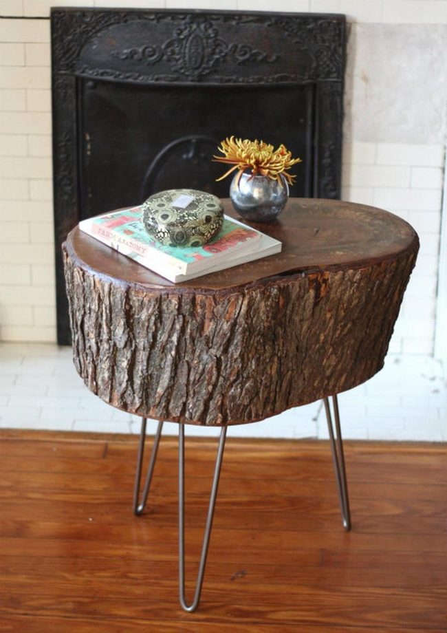 Orange Flowers On Raw Wood Tables