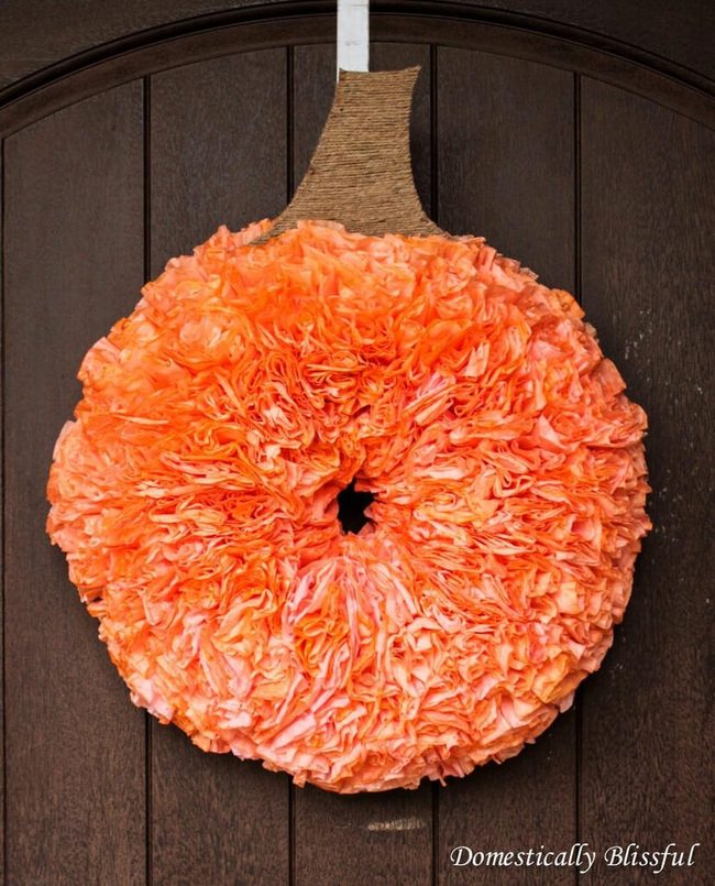 Orange Pumpkin Leaf Wreath