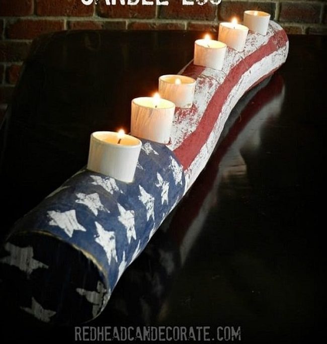 Red White Blue Striped Candles
