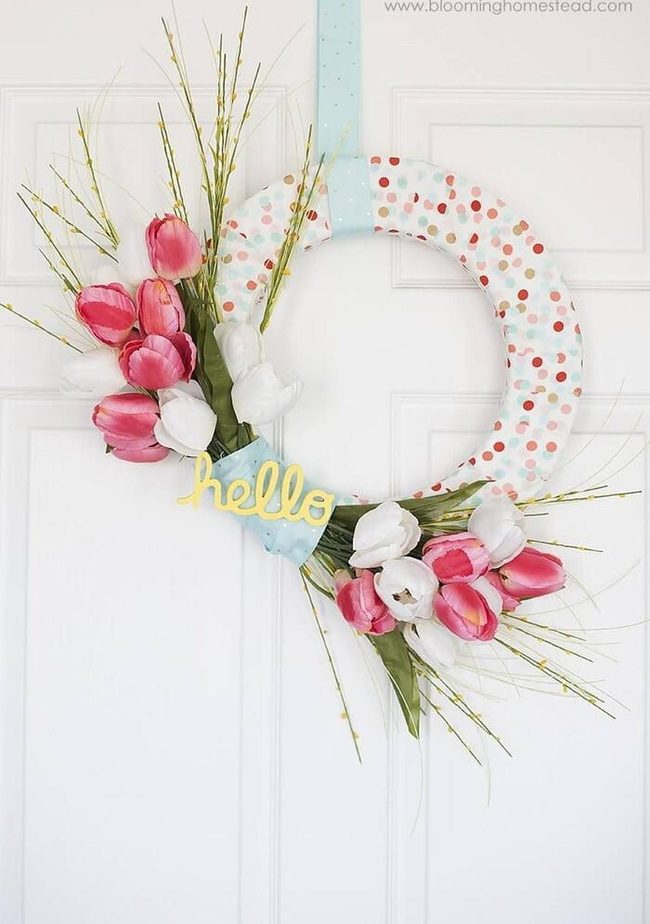 Red White Flowers Blue Ribbon