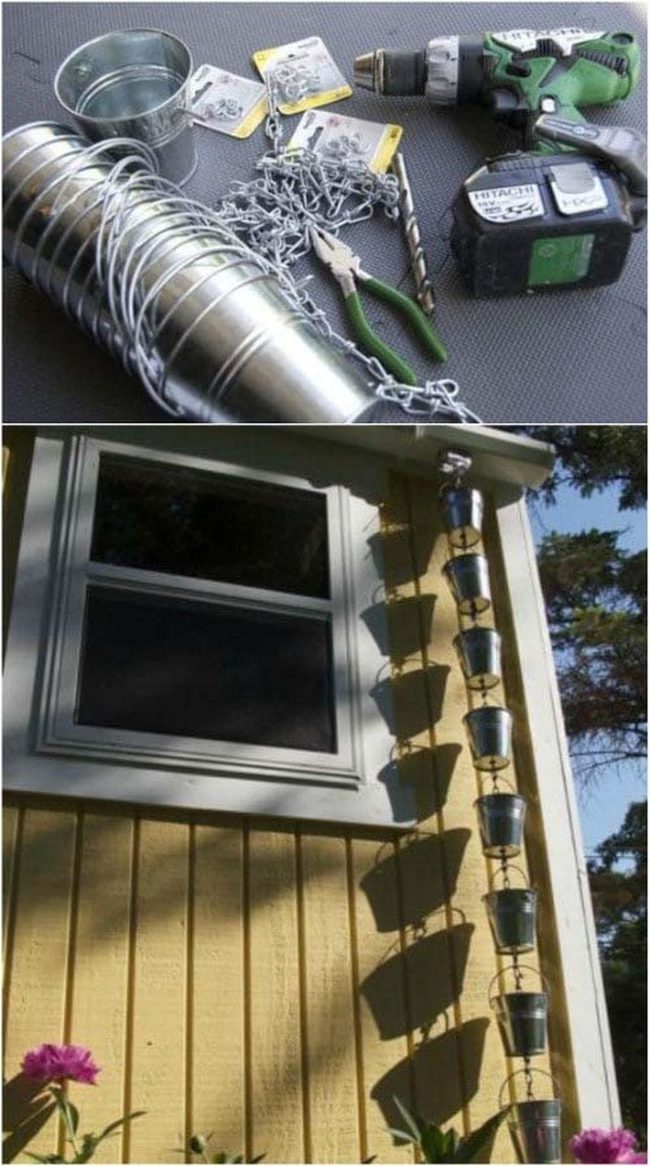Reflective Metal Pails Rain Chain