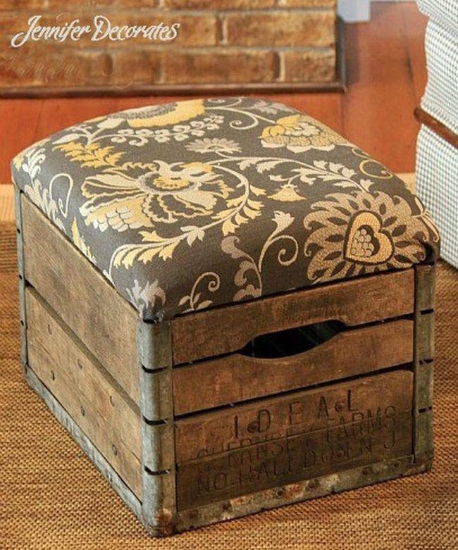 Weathered Wood Crate Ottomans