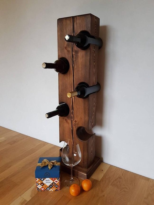 Wooden Six-Bottle Display Tower