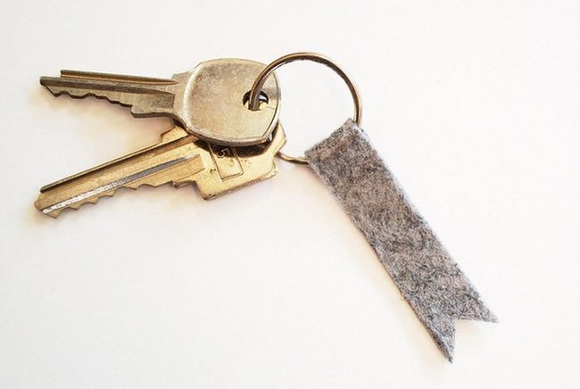 Worn Metal Keys On Gray Felt