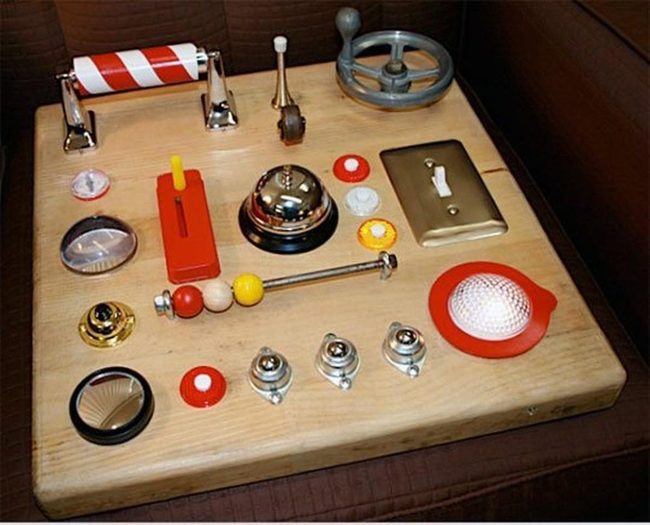 Bright Red Wooden Sensory Board