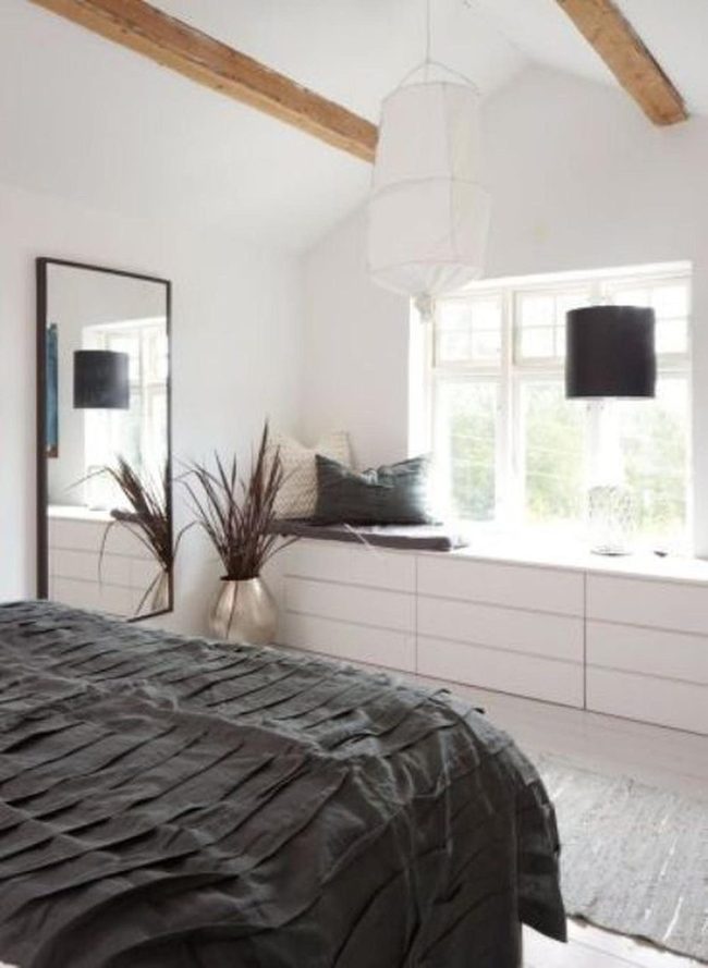 Dark Gray Bench Window Nook