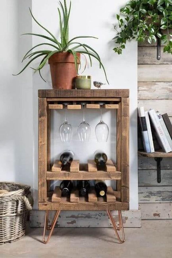 Wood And Steel Wine Display