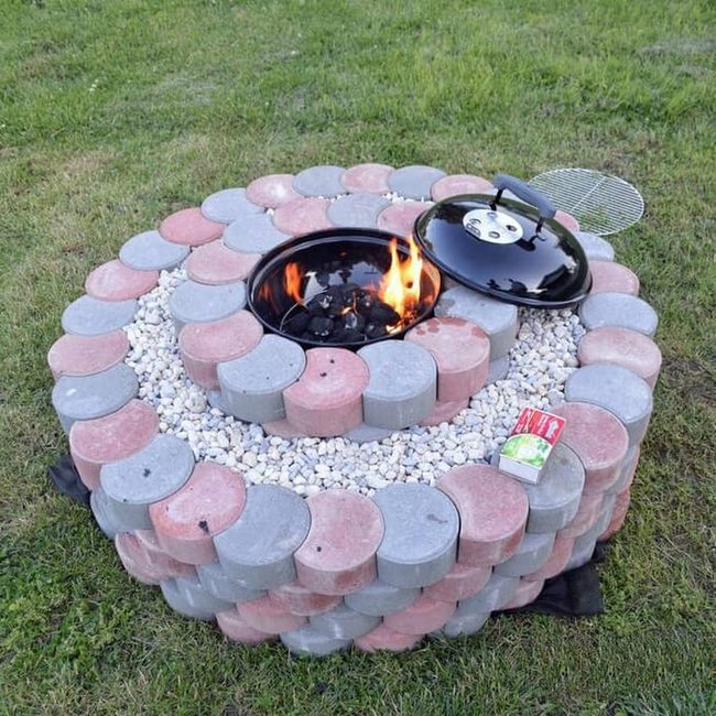 Colorful Concrete Block Fire Pit