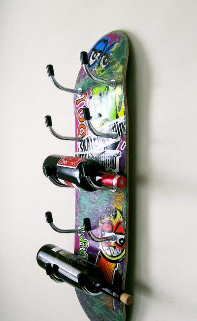 Skateboard Wine Bottles Wall Display