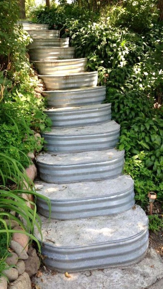 Industrial Metal Steps Through Living Green