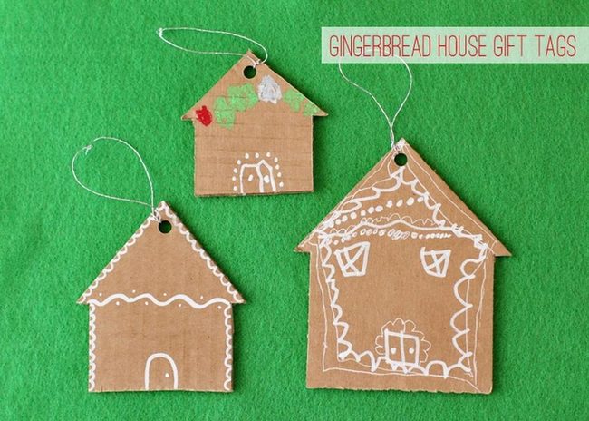 Gingerbread Brown Gift Tags White Icing