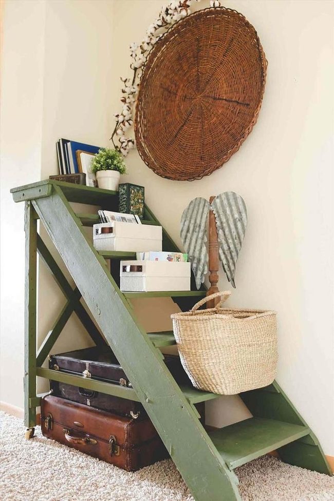 Wooden Ladder Corner Display