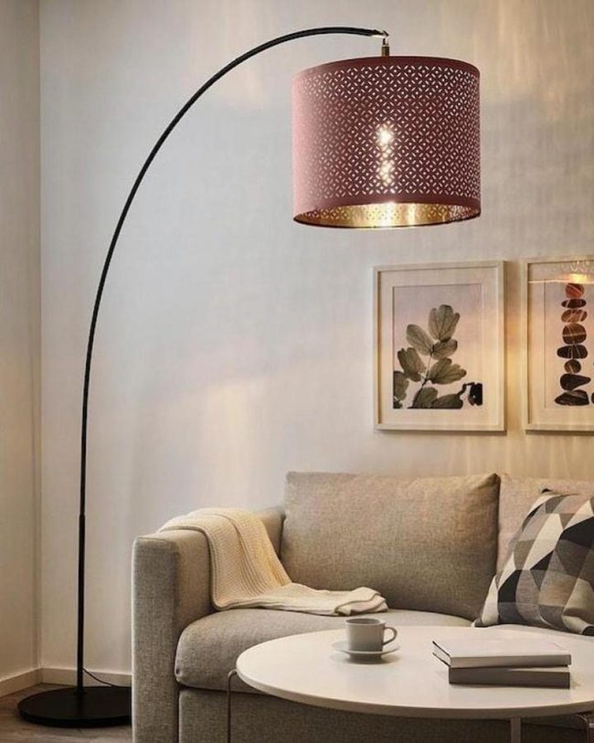 Burgundy Perforated Arc Lamp Shadow