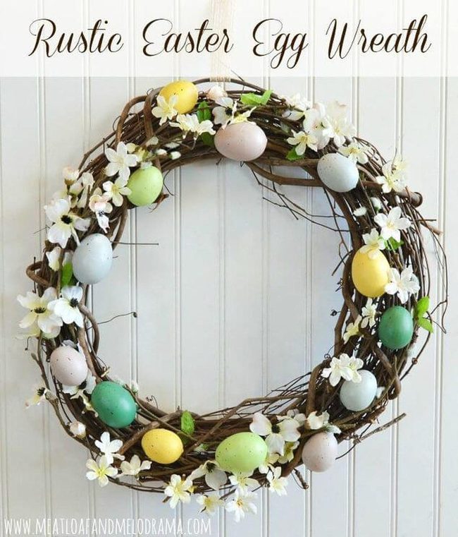 Grapevine Wreath With Painted Eggs