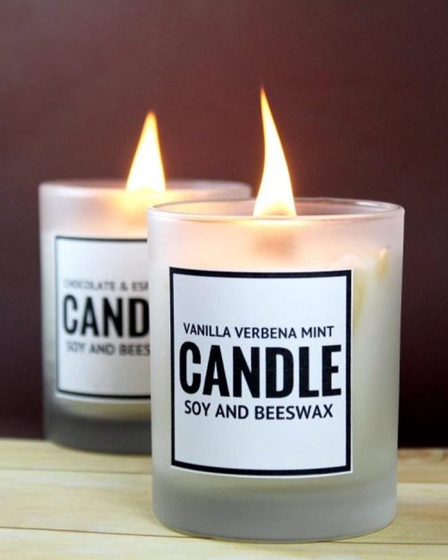 Frosted Glass Soy Beeswax Candles